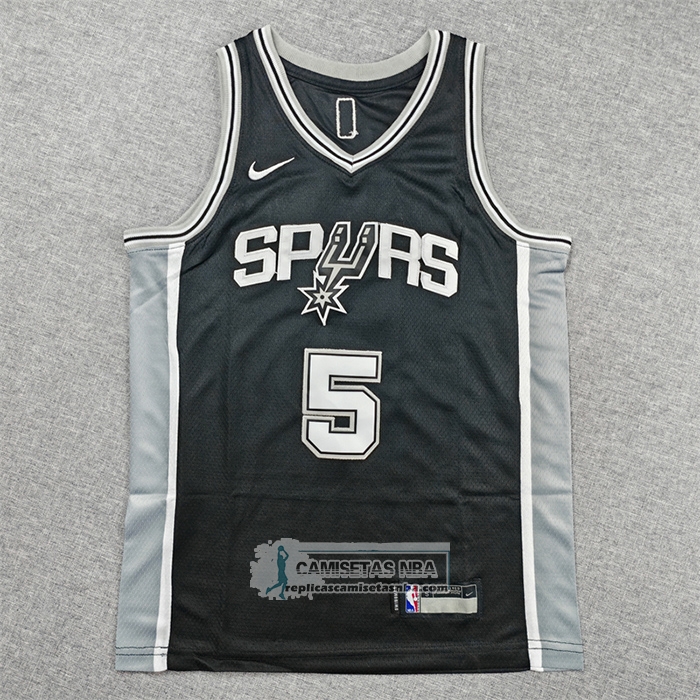 Camiseta Nino San Antonio Spurs Stephon Castle NO 5 Icon 2025-26 Negro